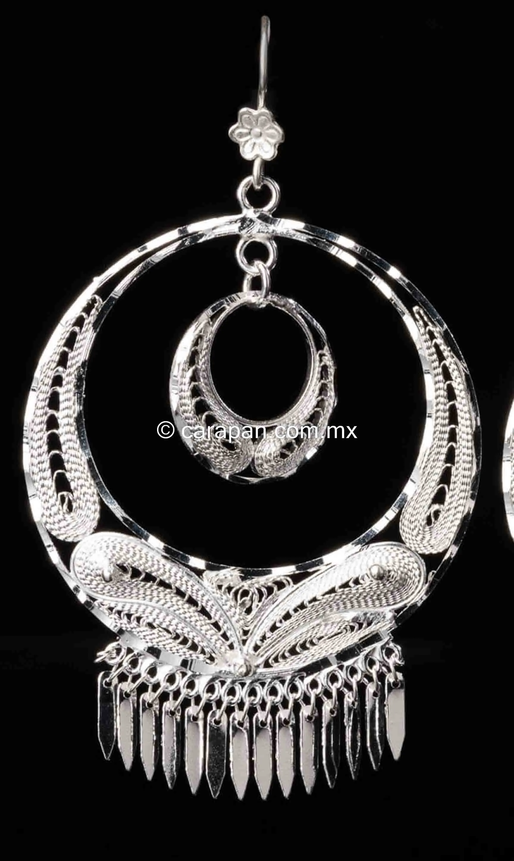 Big Double Circle Earrings Mexican Sterling Silver Filigree From Taxco .925