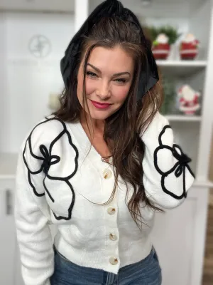 Black Floral Sweater Cardigan