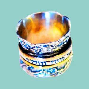 Bluenoemi Israeli jewelry | Meditation Ring - Handcrafted Israeli Jewels - 925 Sterling Silver & 9k gold- New