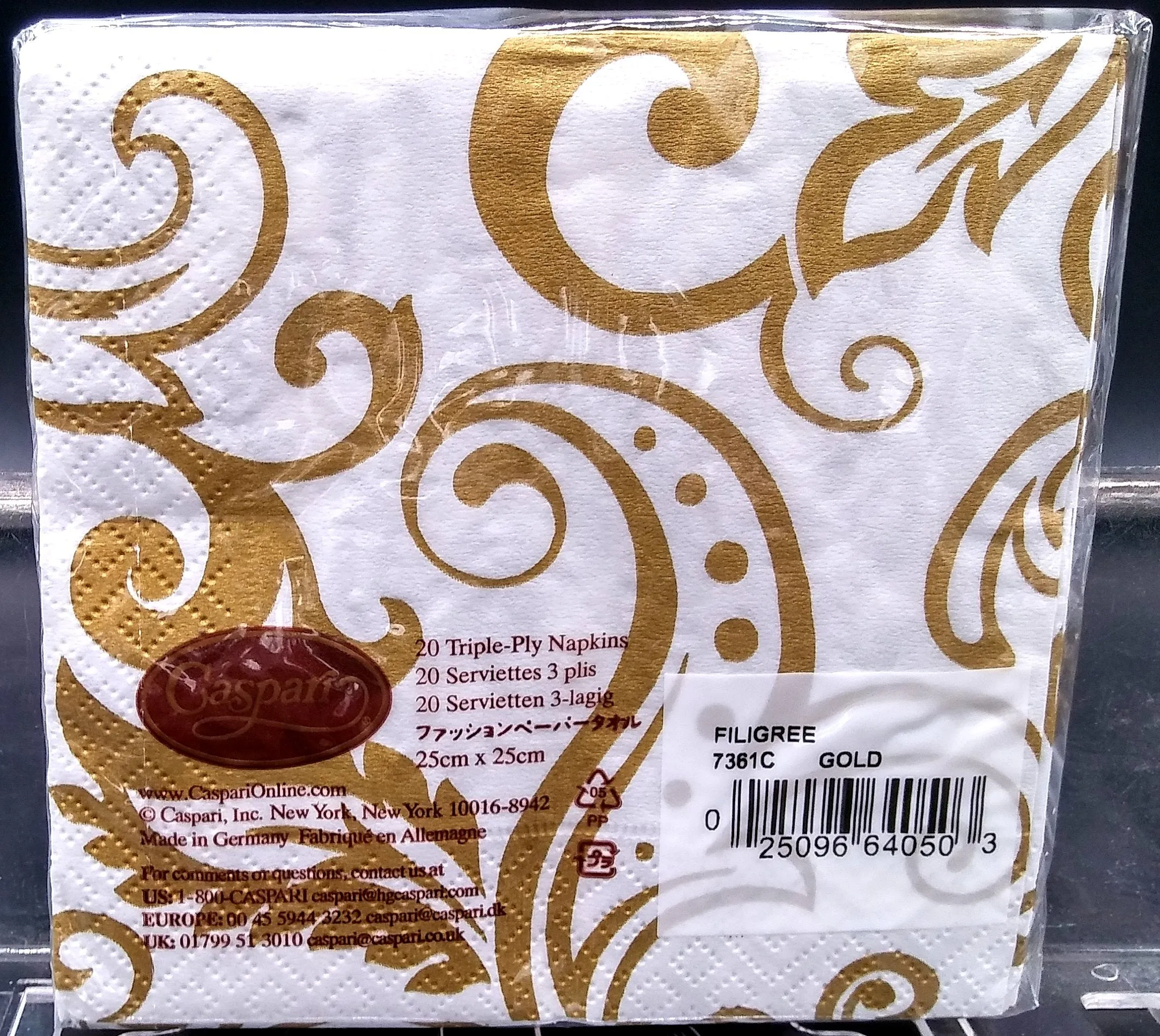 CASPARI FILIGREE GOLD PAPER BEVERAGE NAPKINS