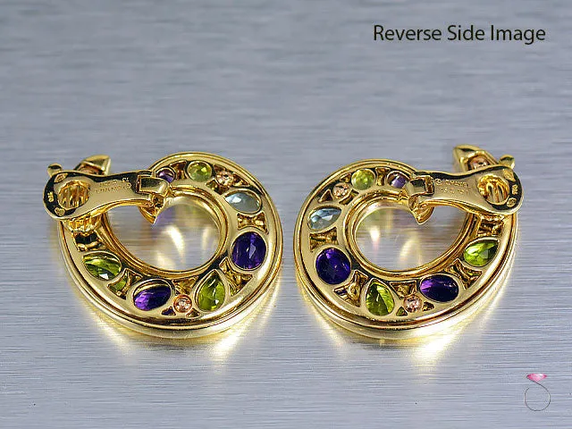 Chanel MultiGem Aquamarine Amethyst Peridot Curl 18K Earrings