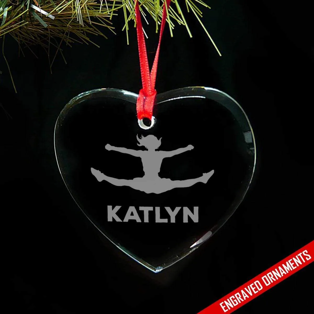 Cheerleader CUSTOM Engraved Glass Ornament