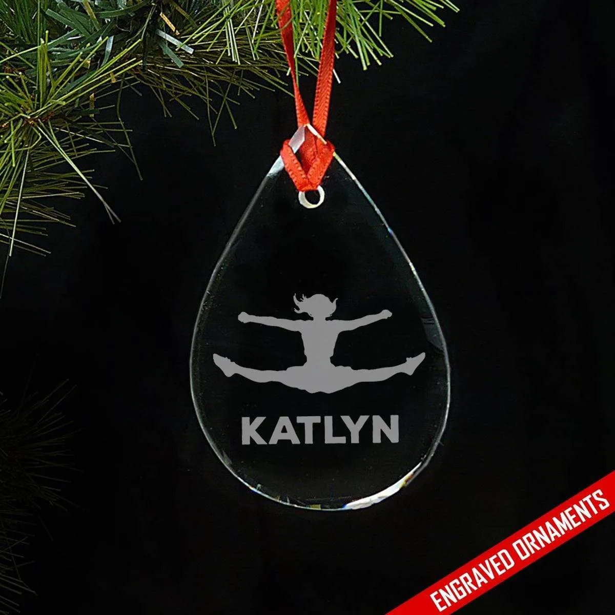 Cheerleader CUSTOM Engraved Glass Ornament