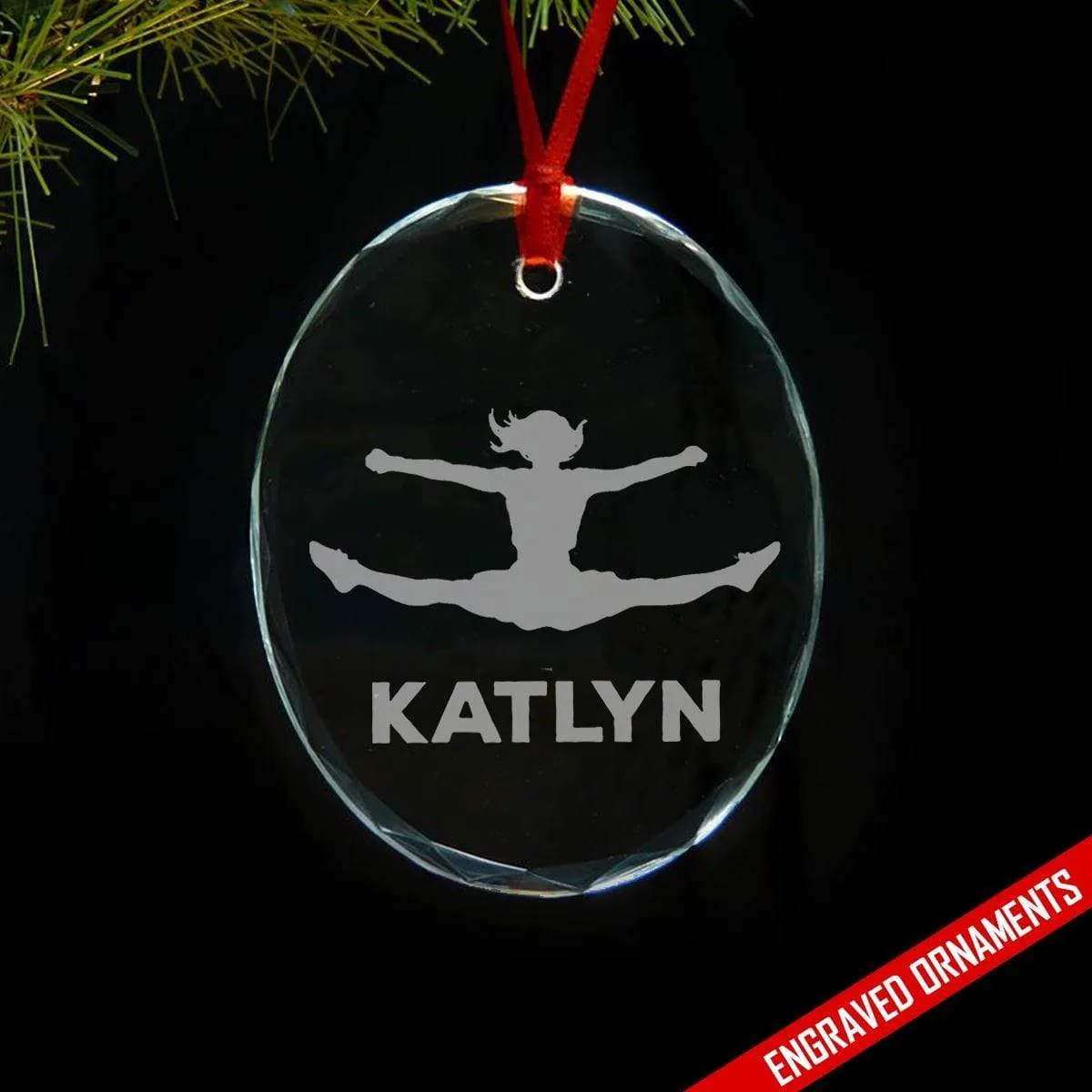 Cheerleader CUSTOM Engraved Glass Ornament