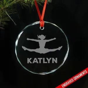 Cheerleader CUSTOM Engraved Glass Ornament