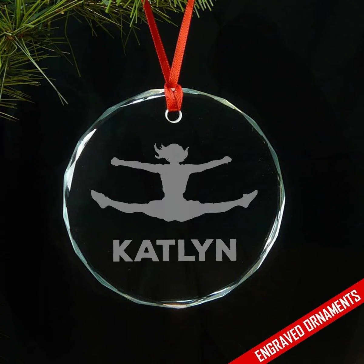 Cheerleader CUSTOM Engraved Glass Ornament