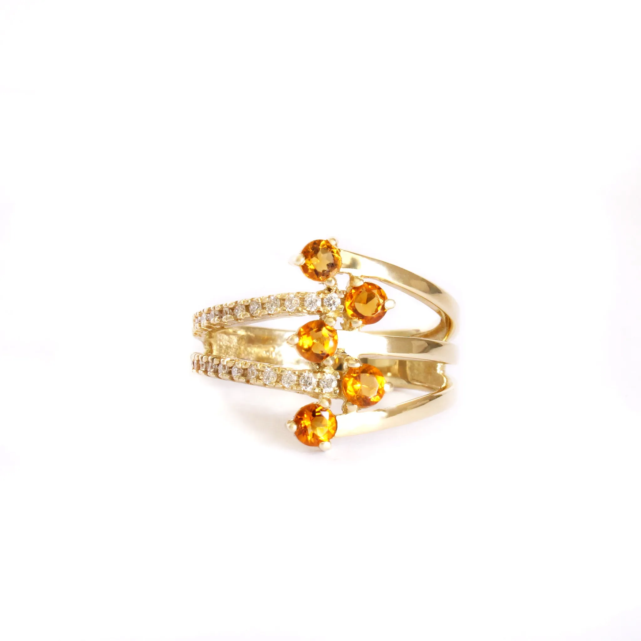 Citrine and Diamond Yellow Gold Multiband Ring