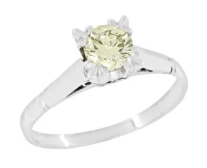 Clarissa 1950's Retro Vintage Faint Yellow Diamond Engagement Ring in Platinum