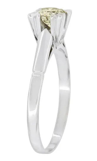 Clarissa 1950's Retro Vintage Faint Yellow Diamond Engagement Ring in Platinum