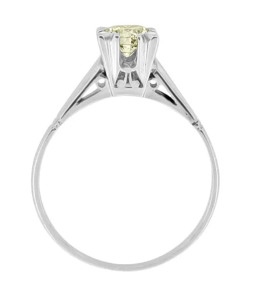 Clarissa 1950's Retro Vintage Faint Yellow Diamond Engagement Ring in Platinum