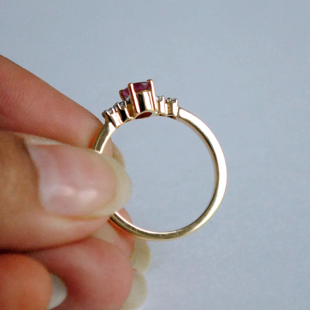 Classic Ruby and Diamond Five Stone Ring in Solid Gold