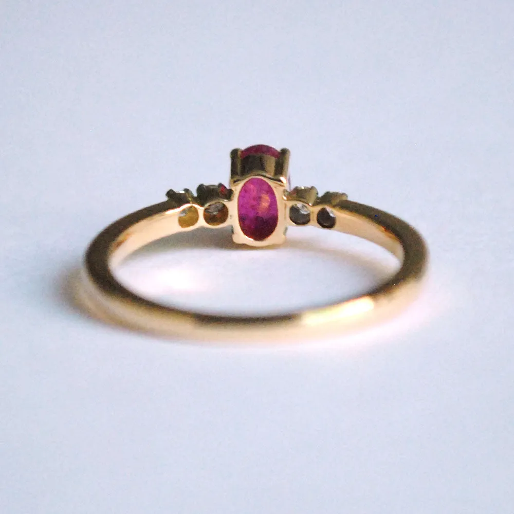 Classic Ruby and Diamond Five Stone Ring in Solid Gold