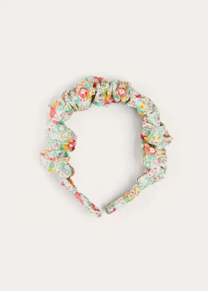 Clementine Floral Scrunchie Hairband in Coral