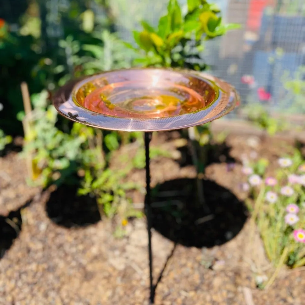 Copper Bird Bath on Stake
