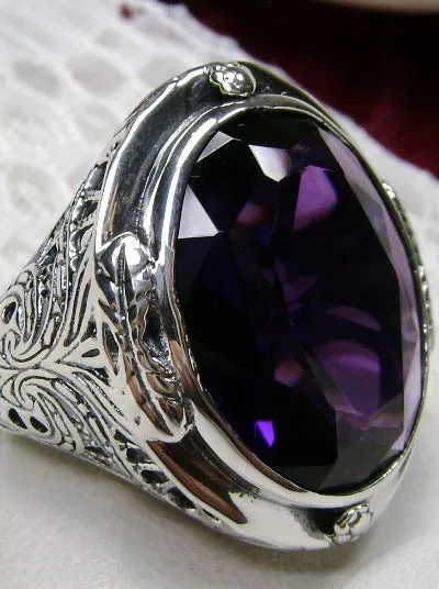 D2, Large Oval Ring, Simulated or Natural Gemstone, Victorian Jewelry Design#D2