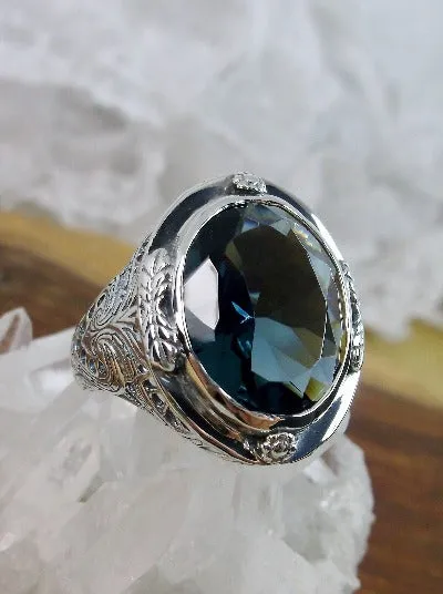 D2, Large Oval Ring, Simulated or Natural Gemstone, Victorian Jewelry Design#D2