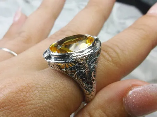 D2, Large Oval Ring, Simulated or Natural Gemstone, Victorian Jewelry Design#D2