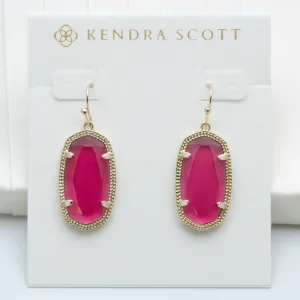 Dani Gold Earrings in Berry red glass