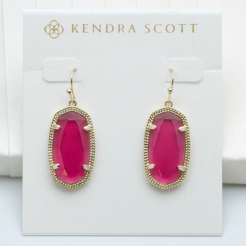 Dani Gold Earrings in Berry red glass