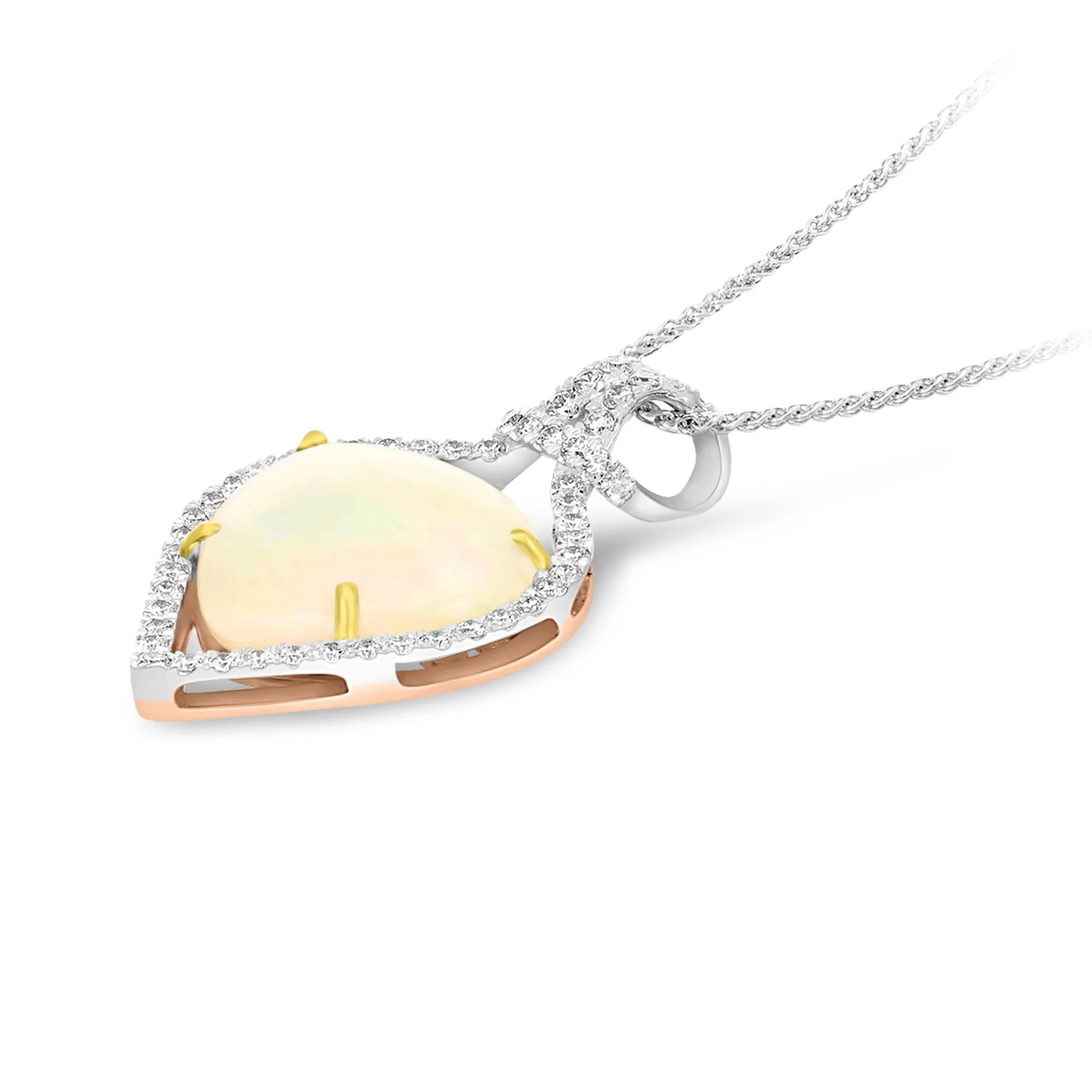 Diamond and Opal Pendant Necklace - 10.75 Carat