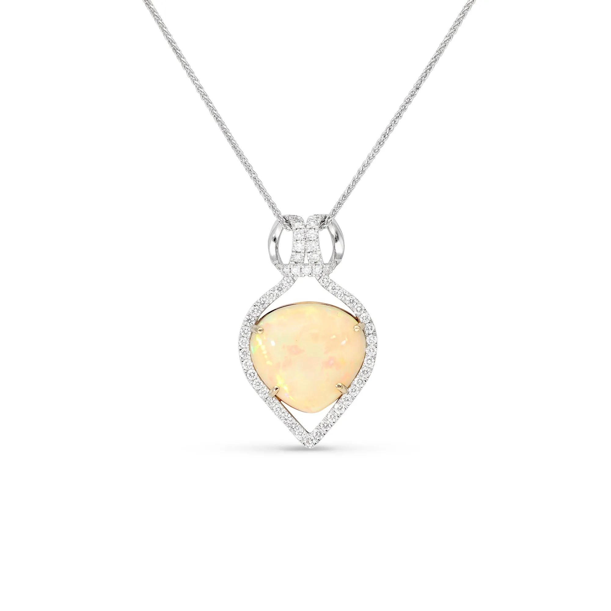 Diamond and Opal Pendant Necklace - 10.75 Carat