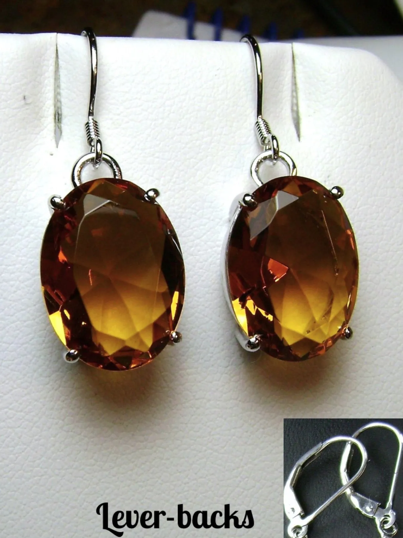 E35, Oval Earrings, Choice of Gemstone, Art Deco Vintage Reproduction Jewelry #E35