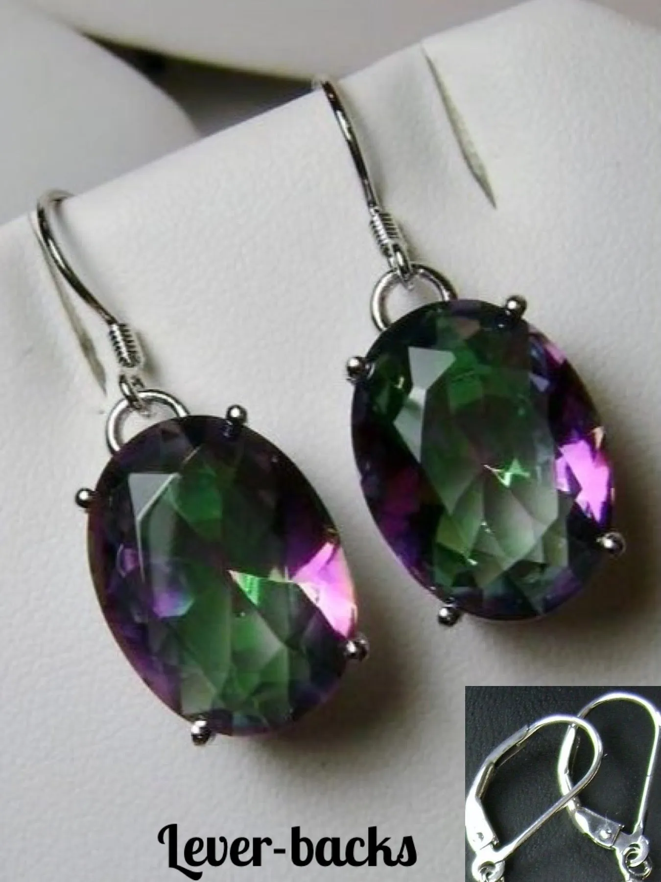 E35, Oval Earrings, Choice of Gemstone, Art Deco Vintage Reproduction Jewelry #E35