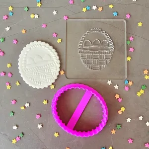 Easter Basket with Eggs Fondant Stamp