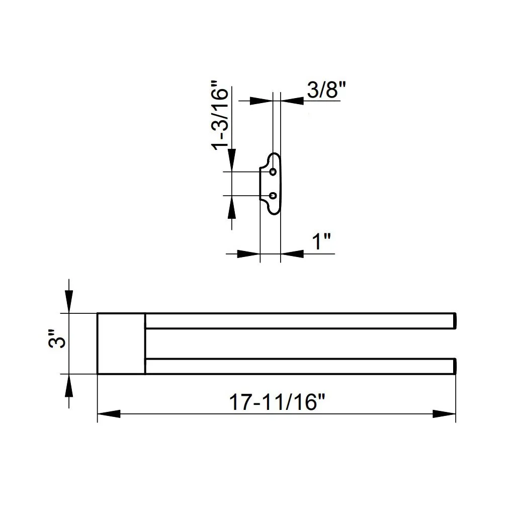 Edition 400 Double Towel Bar - Wall Mount - 18" Brass/Polished Chrome
