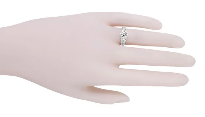 Edwardian Flowing Scrolls 3/4 Carat Diamond Filigree Heirloom Engagement Ring in 14 Karat White Gold