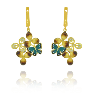 Ember Blossom Earrings with Butterfly