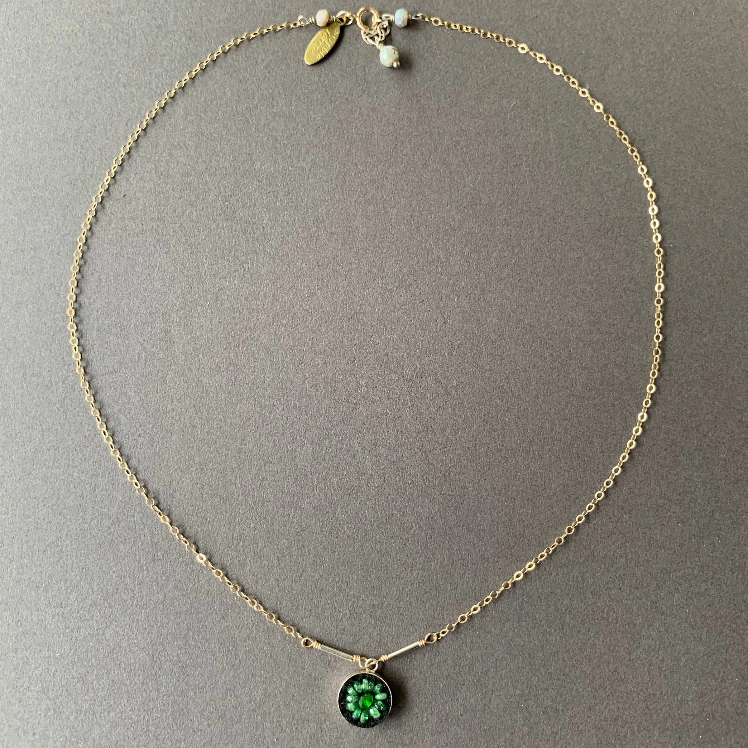 Emerald Mosaic on Gold necklace
