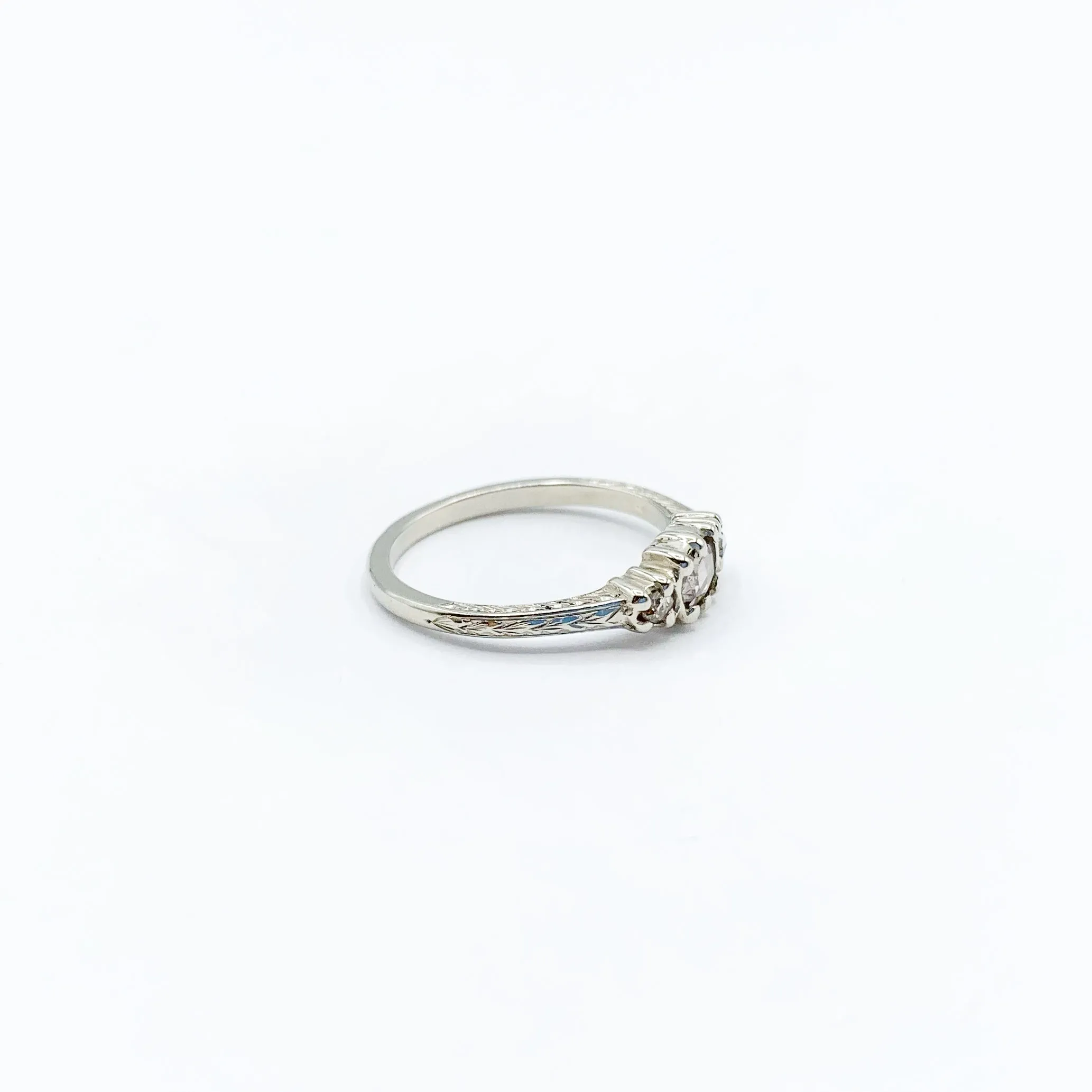 Engraved Diamonds Set in White Gold