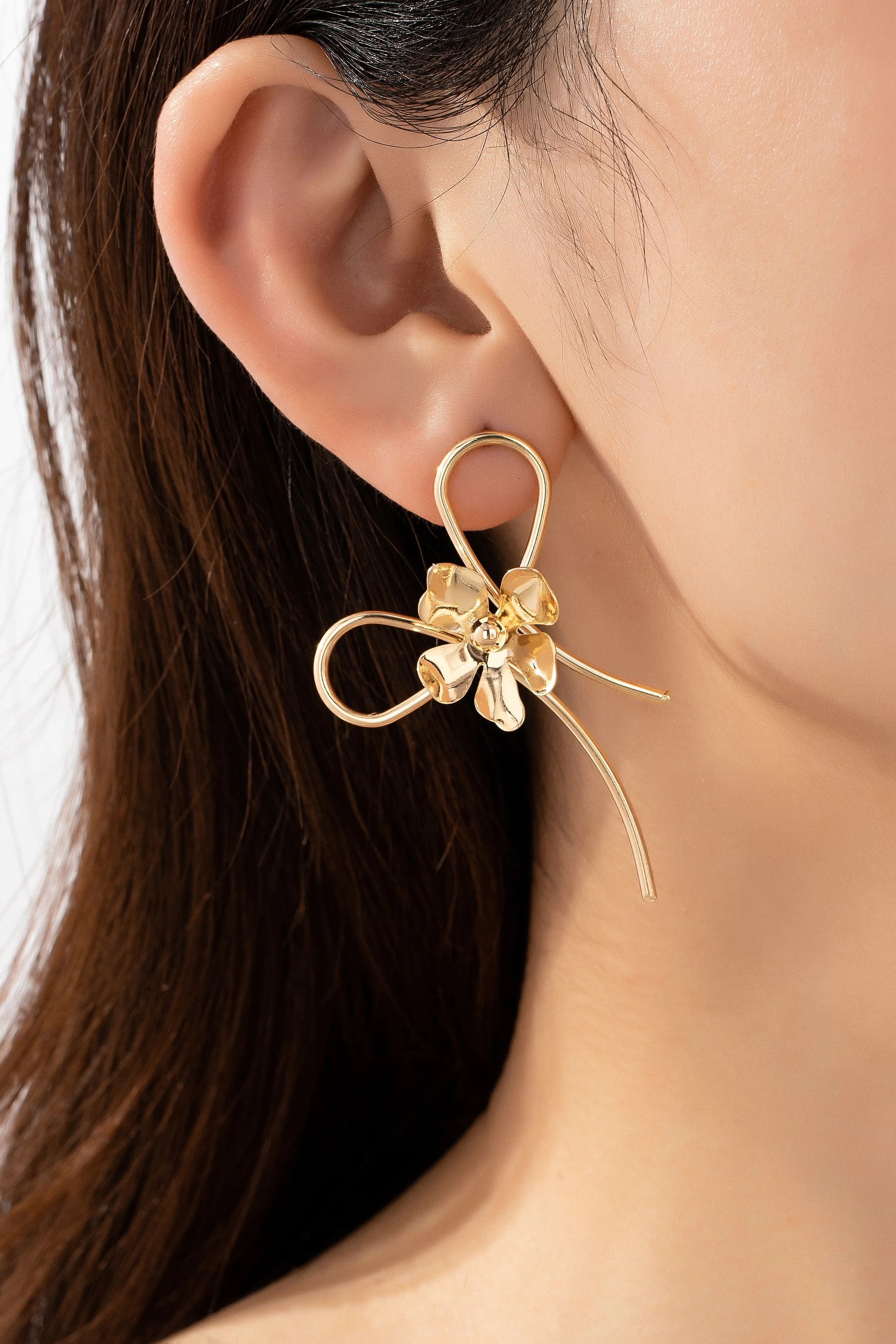 Floral Bow Statement Earrings