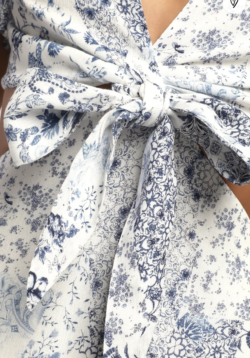 Floral Print Tie-Front Maxi Dress