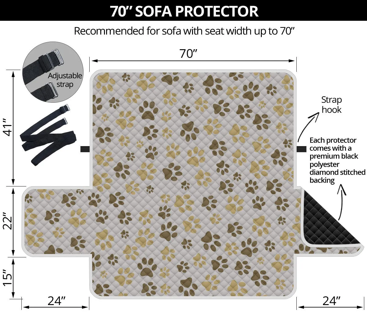 Furniture Protector - 70" Sofa - Paw Prints
