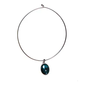 Givenchy Couture Blue Glass Cabochon Pendant Necklace