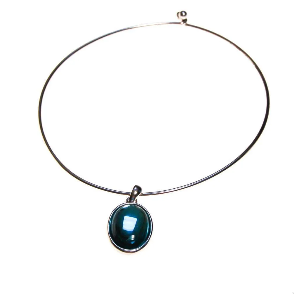 Givenchy Couture Blue Glass Cabochon Pendant Necklace