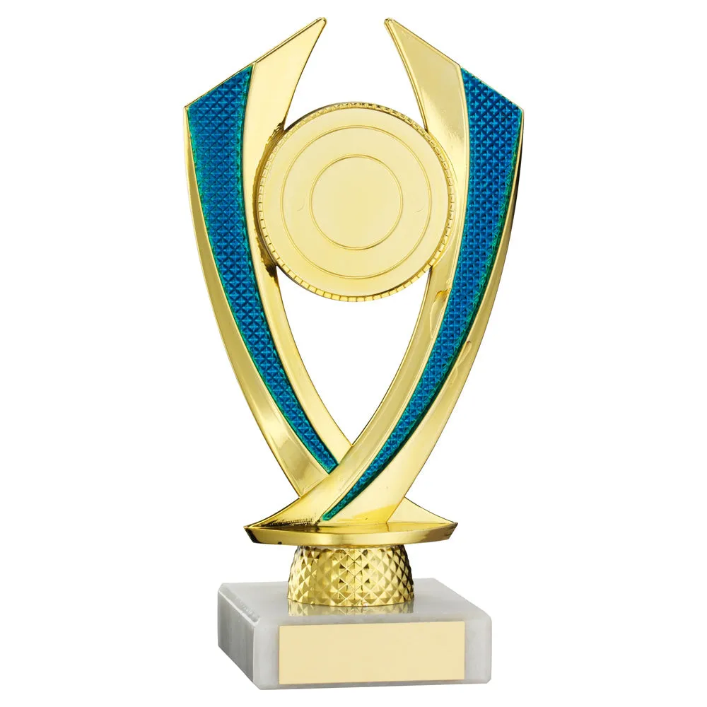 Gold/Blue 'Diamond' Plastic Award On Marble Base (6.75in Height)
