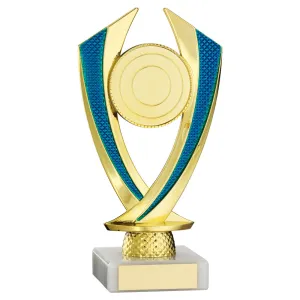 Gold/Blue 'Diamond' Plastic Award On Marble Base (6.75in Height)
