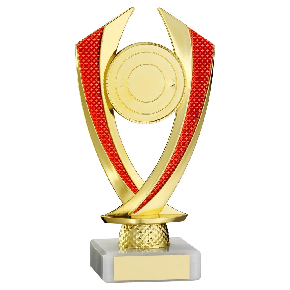 Gold/Red 'Diamond' Plastic Award On Marble Base (6.75in Height)