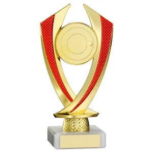 Gold/Red 'Diamond' Plastic Award On Marble Base (6.75in Height)