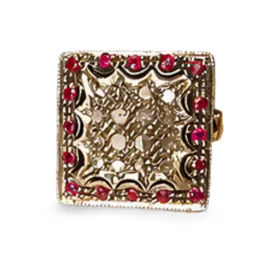 Gorgeous Antique Estate 14K Pink Rose Gold Diamond Ruby Filigree Ring