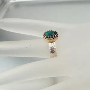 Hadar Designers Filigree 14k Gold F 925 Silver Emerald Ring sz 6,7,7.5,8,9, (I r) Y