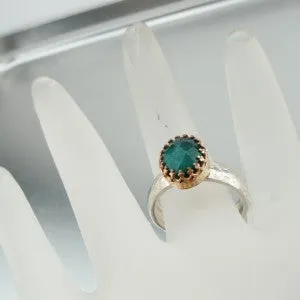 Hadar Designers Filigree 14k Gold F 925 Silver Emerald Ring sz 6,7,7.5,8,9, (I r) Y