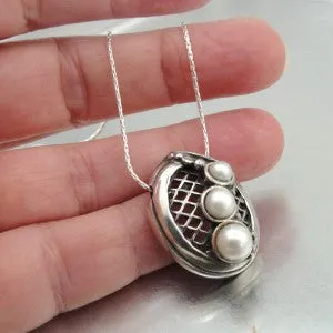 Hadar Designers Israel  Unique Handcrafted Silver Pearl Pendant (H)Ready to Ship