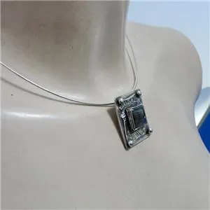 Hadar Designers labradorite wire collar pendant 925 sterling silver handmade (h