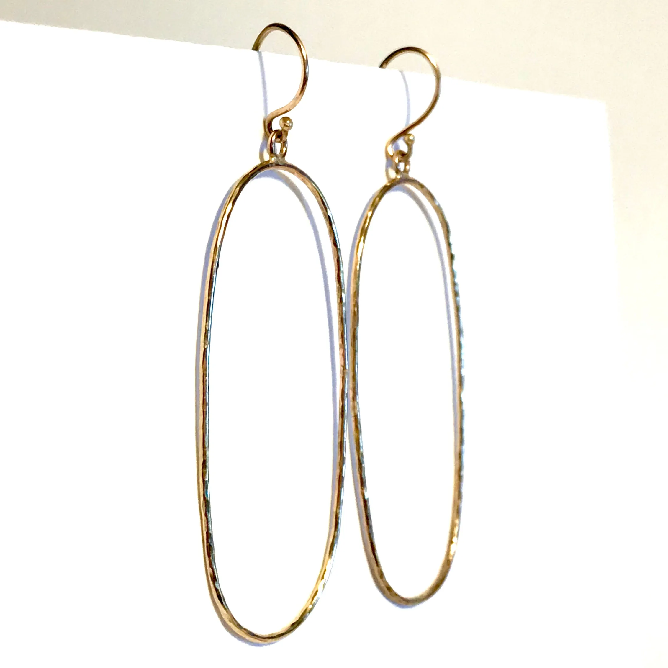 Hammered Oval Hoop Earrings