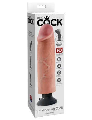 King Cock 10&quot; Vibrating Cock - Flesh