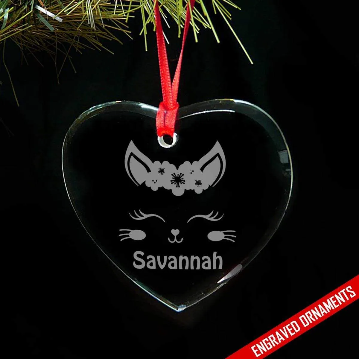 Kitten CUSTOM Engraved Glass Ornament